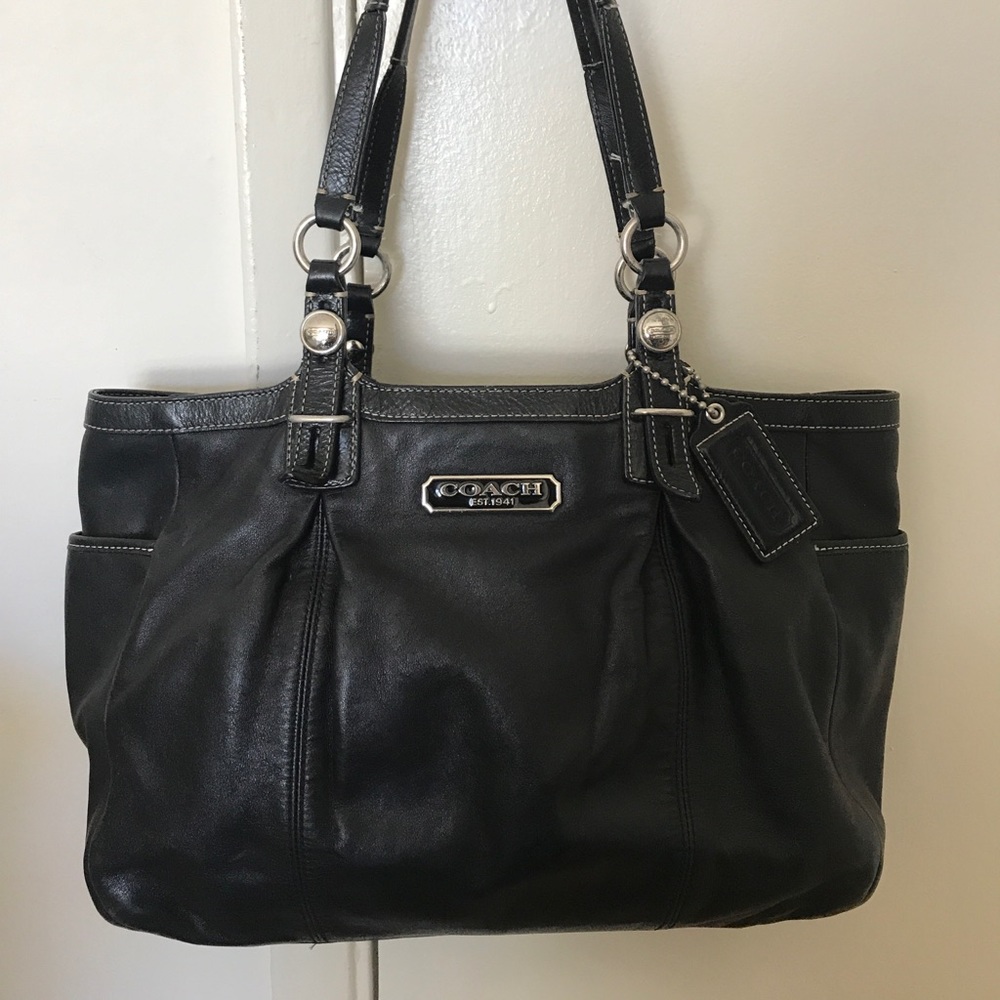 Coach Tote Handbag, Black Cowhide Leather F15147